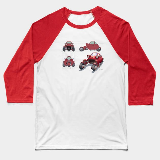 Future Retro Red Car Baseball T-Shirt by nagare017